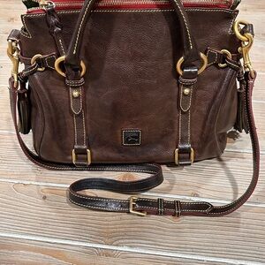 Dooney & Bourke Dark Brown Shoulder Bag with Gold Accents